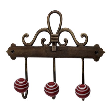 Cherry White Strip Ceramic Iron Hooks